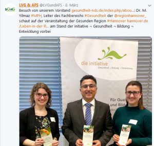 Besuch am Infostand »die initiative« Region Hannover am 08.03.2019